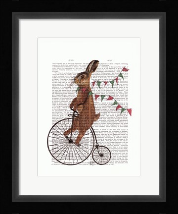Framed Rabbit On Penny Farthing Print