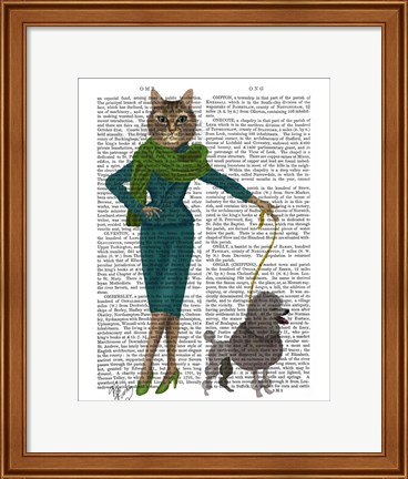 Framed Cat and Poodle Print