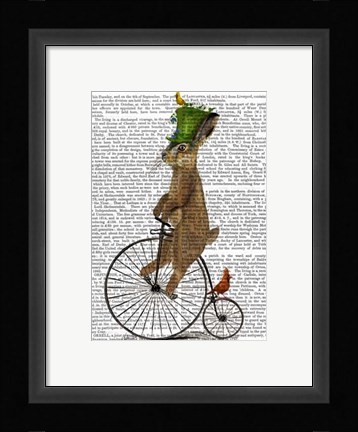 Framed March Hare on Penny Farthing Print