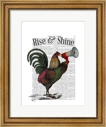 Framed Rooster With Loudhailer Print