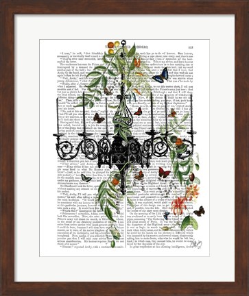 Framed Chandelier With Vines and Butterflies Print