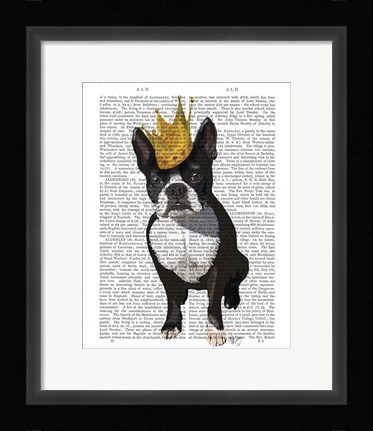 Framed Boston Terrier And Crown Print