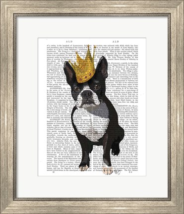 Framed Boston Terrier And Crown Print