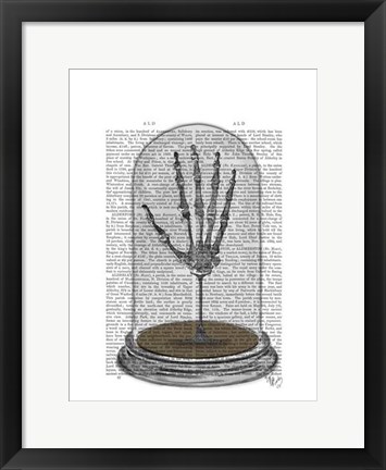 Framed Skeleton Hand In Bell Jar Print