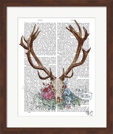 Framed Deer Skull With Flowers 1 Print