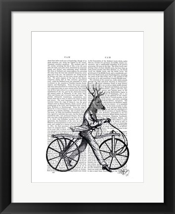 Framed Dandy Deer on Vintage Bicycle Print