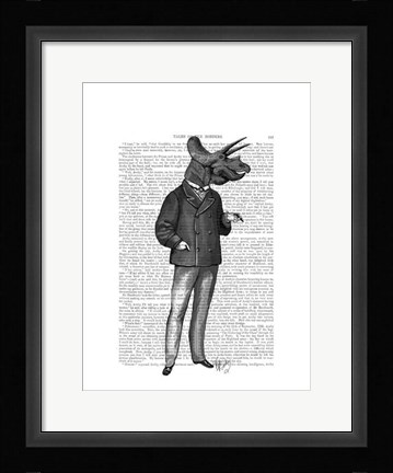 Framed Triceratops Man 1 Dinosaur Print