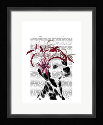 Framed Dalmatian With Red Fascinator Print