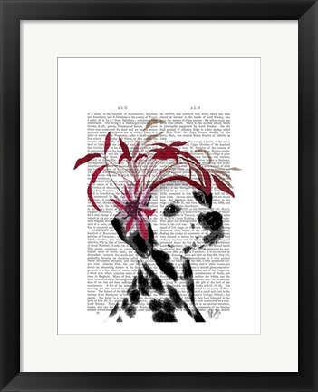 Framed Dalmatian With Red Fascinator Print