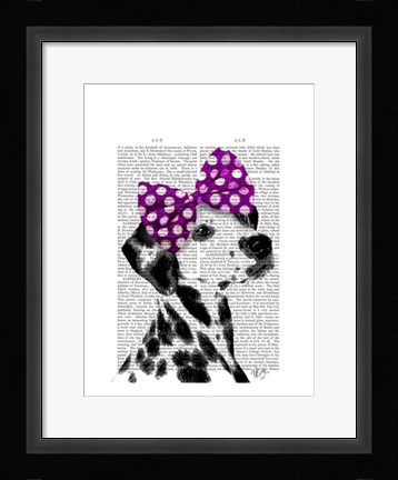 Framed Dalmatian with Purple Bow on Head Print