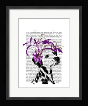 Framed Dalmatian With Purple Fascinator Print