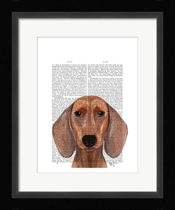 Framed Dachshund Illustration Plain Print