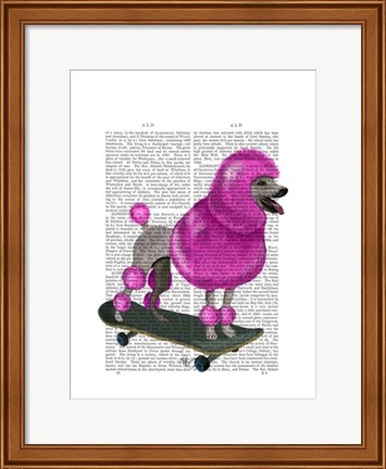 Framed Pink Poodle and Skateboard Print