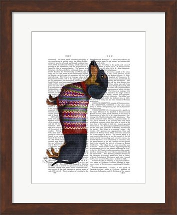 Framed Dachshund With Woolly Sweater Print