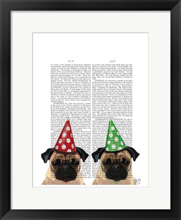 Framed Party Pugs Pair Print