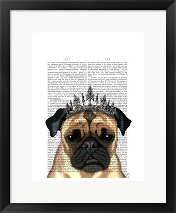 Framed Pug With Tiara Print