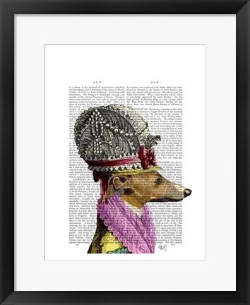 Framed Greyhound in 16th Century Hat Print