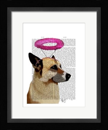 Framed German Shepherd With Pink Halo Print