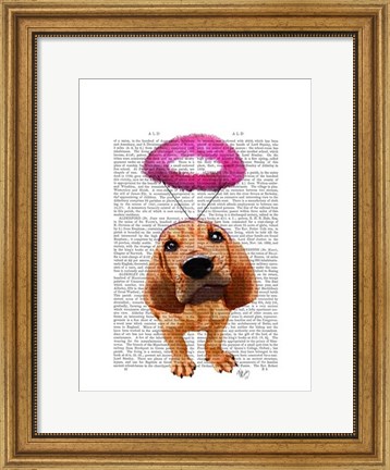 Framed Bloodhound With Angelic Pink Halo Print