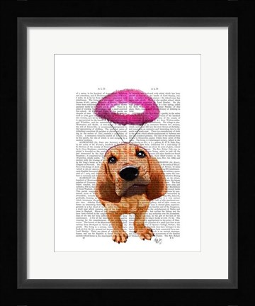 Framed Bloodhound With Angelic Pink Halo Print