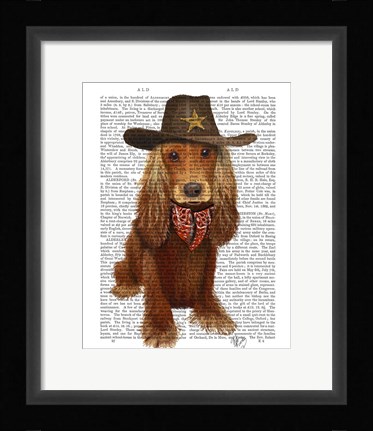 Framed Cocker Spaniel Cowboy Print