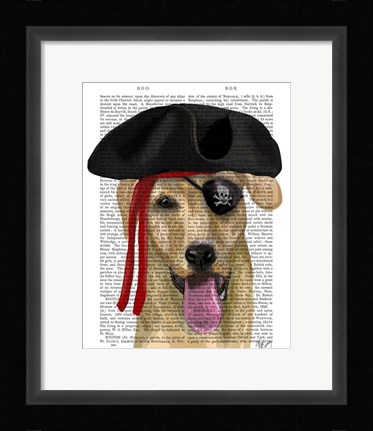 Framed Yellow Labrador Pirate Print