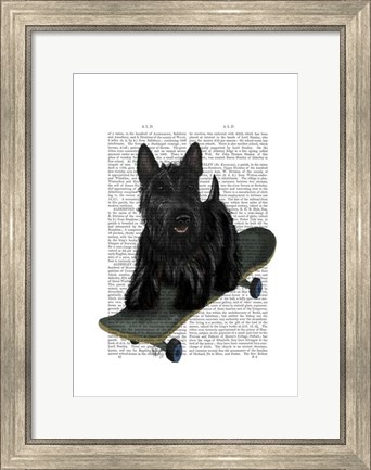 Framed Scottish Terrier and Skateboard Print