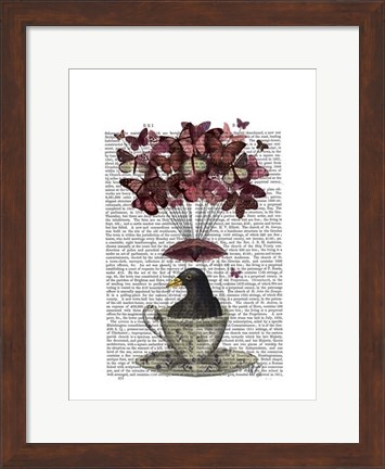 Framed Blackbird In Teacup Print