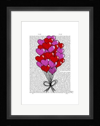Framed Valentine Heart Balloon Illustration Print