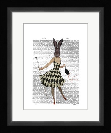 Framed Rabbit in Black White Dress Print