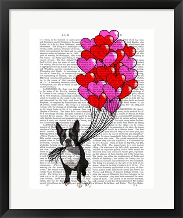 Framed Boston Terrier And Balloons Print