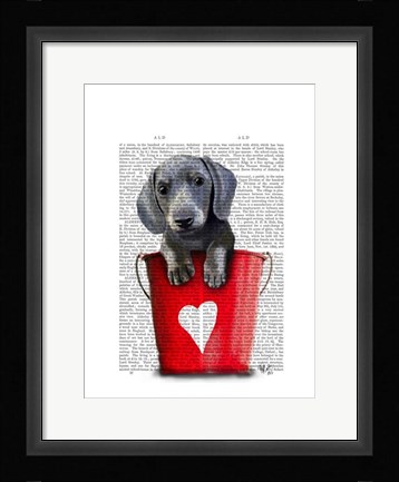 Framed Buckets of Love Dachshund Puppy Print