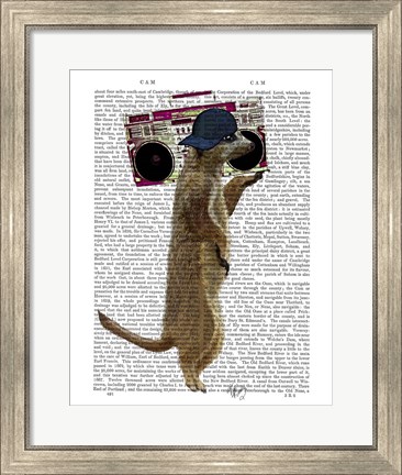 Framed Meerkat with Boom Box Ghetto Blaster Print