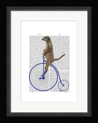 Framed Meerkat On Blue Penny Farthing Print