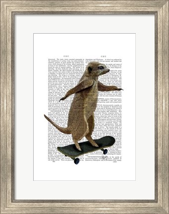 Framed Meerkat On Skateboard Print