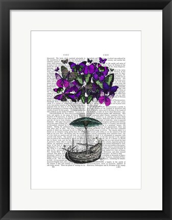Framed Butterfly Airship 2 Purple and Green Print