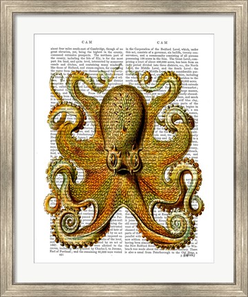 Framed Vintage Yellow Octopus Front Print