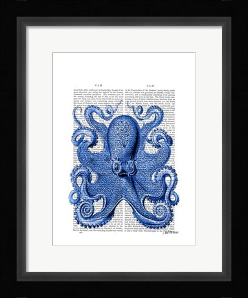Framed Vintage Blue Octopus 1  Front Print