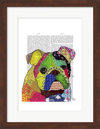 Framed Patchwork Bulldog Print