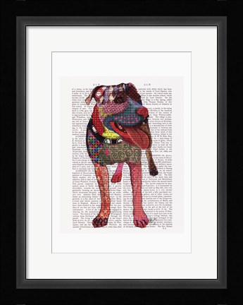 Framed Staffordshire Bull Terrier - Patchwork Print