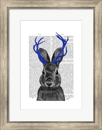 Framed Jackalope with Blue Antlers Print