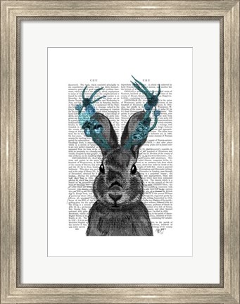 Framed Jackalope with Turquoise Antlers Print