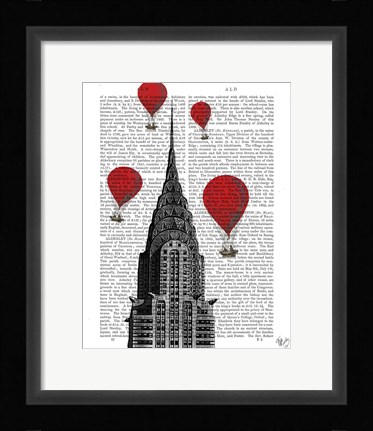 Framed Chrysler Building and Red Hot Air Balloons Print