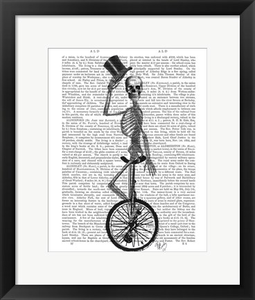 Framed Skeleton on Unicycle Print