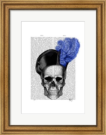 Framed Skull with Blue Hat Print