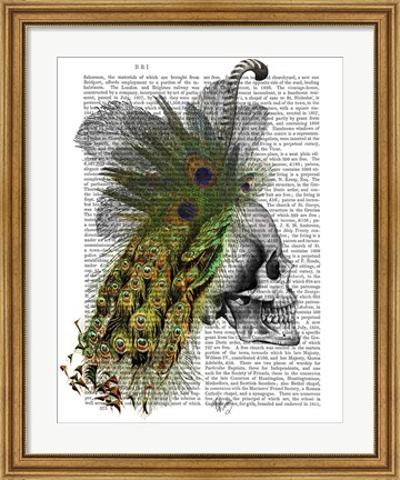Framed Skull With Feather Headress Print
