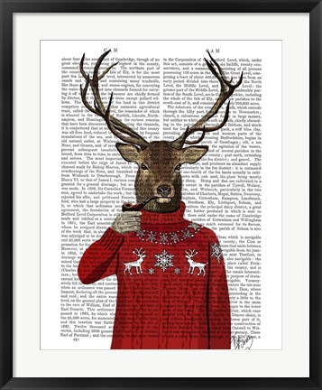 Framed Deer in Ski Sweater Print