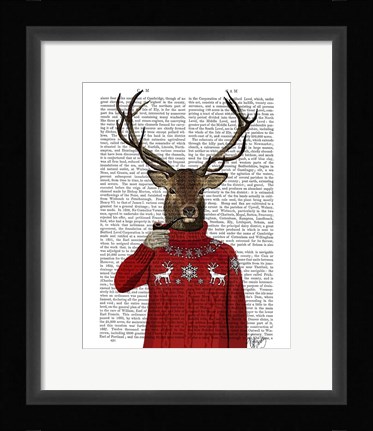 Framed Deer in Ski Sweater Print
