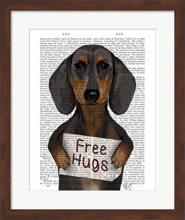 Framed Dachshund Free Hugs Print