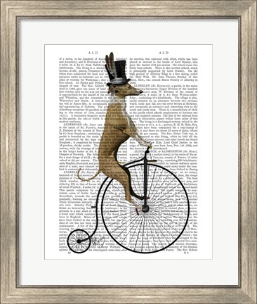 Framed Greyhound on Black Penny Farthing Bike Print